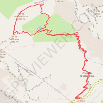 Itinéraire Lac de Peyre - Col et Pointe de Balafrasse, distance, dénivelé, altitude, carte, profil, trace GPS