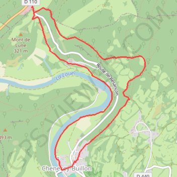 Itinéraire Le grand méandre de la Loue, distance, dénivelé, altitude, carte, profil, trace GPS
