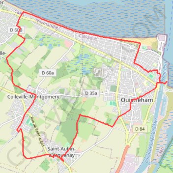 Itinéraire Rando autour de Ouistreham, distance, dénivelé, altitude, carte, profil, trace GPS