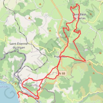 Itinéraire Gévaudan - Circuit des Monts du Tartas, distance, dénivelé, altitude, carte, profil, trace GPS