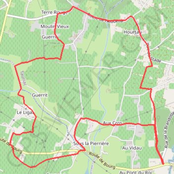 Itinéraire Tauriac, distance, dénivelé, altitude, carte, profil, trace GPS