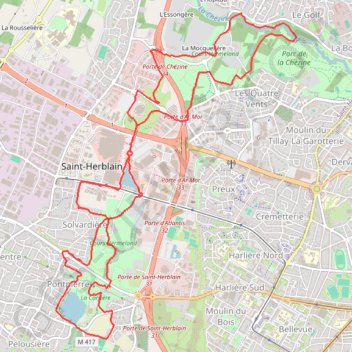 Itinéraire Saint Herblain, distance, dénivelé, altitude, carte, profil, trace GPS