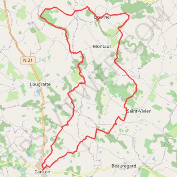 Itinéraire Cancon montaut, distance, dénivelé, altitude, carte, profil, trace GPS