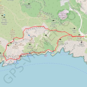 Itinéraire Rando calanque "l'escu", distance, dénivelé, altitude, carte, profil, trace GPS