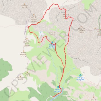 Itinéraire Llena del Bozo depuis Saleras, distance, dénivelé, altitude, carte, profil, trace GPS