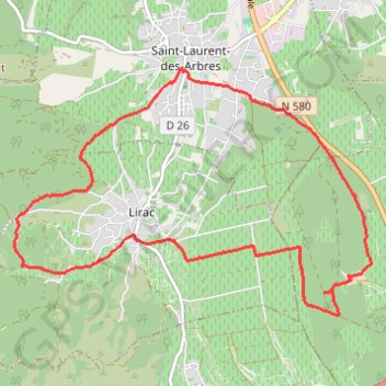 Itinéraire Saint-Laurent-des-Arbres - Château de Clary, distance, dénivelé, altitude, carte, profil, trace GPS