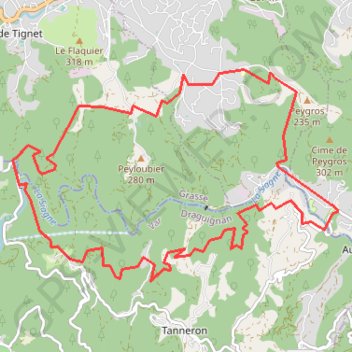Itinéraire Auribeau et la siagne, distance, dénivelé, altitude, carte, profil, trace GPS