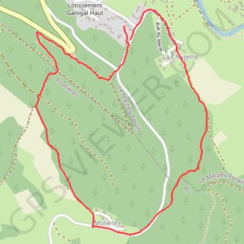 Itinéraire Molières, distance, dénivelé, altitude, carte, profil, trace GPS