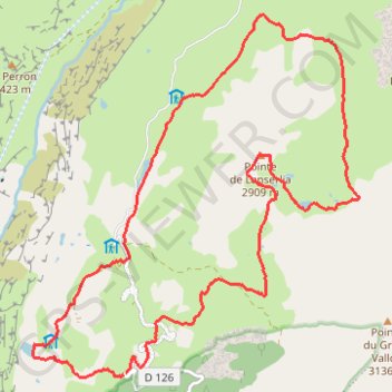 Itinéraire Pointe de Lanserlia, distance, dénivelé, altitude, carte, profil, trace GPS