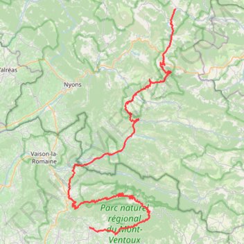 Itinéraire 2-La Motte Chalançon - Bédoin V3, distance, dénivelé, altitude, carte, profil, trace GPS