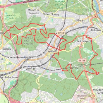Itinéraire Rando Bossapas - Chaville, distance, dénivelé, altitude, carte, profil, trace GPS