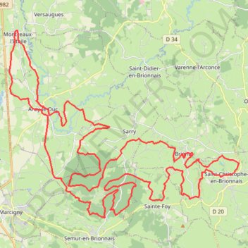 Itinéraire Rando à Montceaux-l'Étoile - Seuilly, distance, dénivelé, altitude, carte, profil, trace GPS