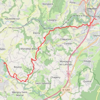 Itinéraire Cran-Rumilly, distance, dénivelé, altitude, carte, profil, trace GPS
