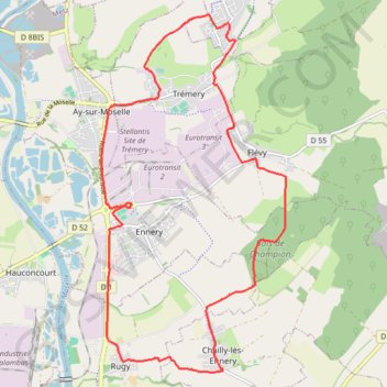 Itinéraire Ennery, distance, dénivelé, altitude, carte, profil, trace GPS