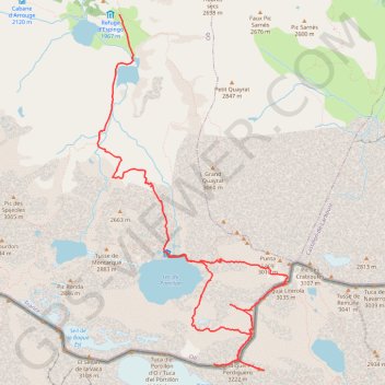 Itinéraire Espingo-Portillon-Perdiguere, distance, dénivelé, altitude, carte, profil, trace GPS