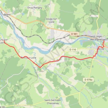 Itinéraire Decize / Fleury-sur-Loire, distance, dénivelé, altitude, carte, profil, trace GPS