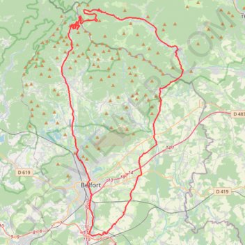 Itinéraire Boucle vélo Ballon d'Alsace, distance, dénivelé, altitude, carte, profil, trace GPS