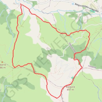 Itinéraire Mont Baïgura par l'arête Erregelu, en circuit depuis Oihanetxeberria, distance, dénivelé, altitude, carte, profil, trace GPS