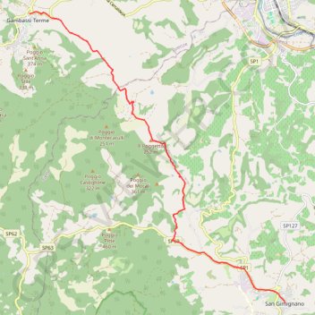 Itinéraire De Gambassi Terme à San Gimignano, distance, dénivelé, altitude, carte, profil, trace GPS