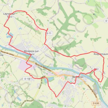 Itinéraire Bessieres par Layrac et Mirepoix, distance, dénivelé, altitude, carte, profil, trace GPS