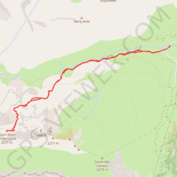 Itinéraire Soum Blanc de Sécugnat, distance, dénivelé, altitude, carte, profil, trace GPS