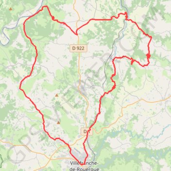 Itinéraire Circuit de Villefranche-de-Rouergue - Foissac, distance, dénivelé, altitude, carte, profil, trace GPS