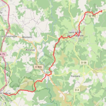 Itinéraire 4 Faux - Aumont-Aubrac, distance, dénivelé, altitude, carte, profil, trace GPS