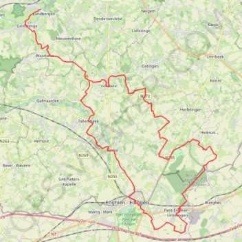 Itinéraire fietsnet210118, distance, dénivelé, altitude, carte, profil, trace GPS