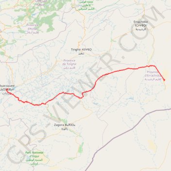 Itinéraire Maroc 2017-02-17 - Merzouga to Ouarzazate, distance, dénivelé, altitude, carte, profil, trace GPS