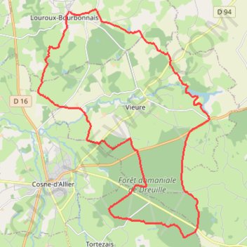 Itinéraire RANDO LOUROUX BOURBONNAIS, distance, dénivelé, altitude, carte, profil, trace GPS