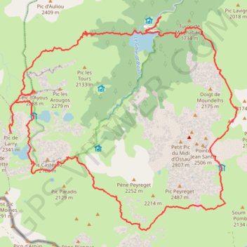 Itinéraire Tour du pic du midi d'Ossau via col d'aas de Bielle, distance, dénivelé, altitude, carte, profil, trace GPS