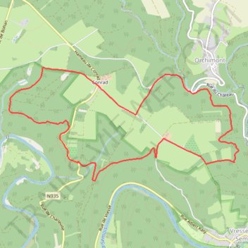 Itinéraire Membre - Point de vue du Jambon - Conrad - Gare d'Orchimont - Maquis - Terne, distance, dénivelé, altitude, carte, profil, trace GPS