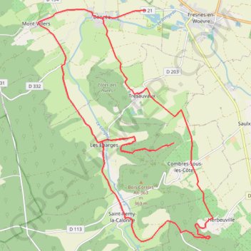 Itinéraire Circuit, Les Côtes de Meuse au pays des Coutiats, distance, dénivelé, altitude, carte, profil, trace GPS
