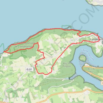 Itinéraire Crozon, le tour de Landévennec, grand parcours, distance, dénivelé, altitude, carte, profil, trace GPS