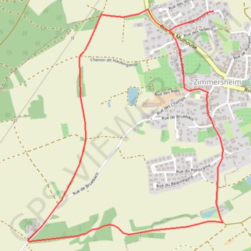 Itinéraire Zimmersheim (2021-02-14), distance, dénivelé, altitude, carte, profil, trace GPS