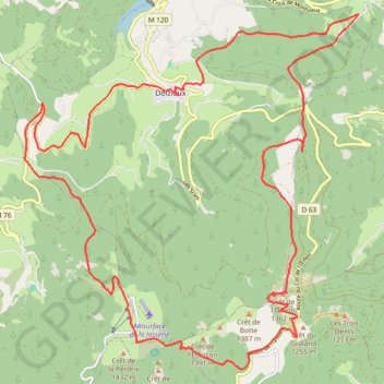 Itinéraire Rando autour de Doizieux, distance, dénivelé, altitude, carte, profil, trace GPS