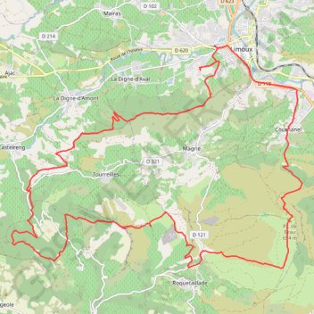 Itinéraire Boucle VTT Limoux, distance, dénivelé, altitude, carte, profil, trace GPS