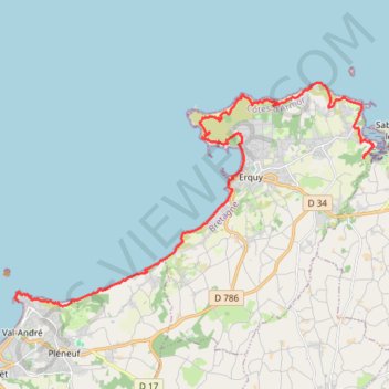 Itinéraire Sables d'Or - Pléneuf, distance, dénivelé, altitude, carte, profil, trace GPS