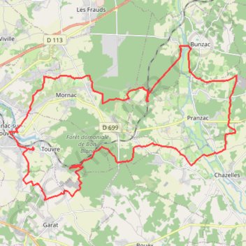 Itinéraire Magnac sur Touvre 41 kms, distance, dénivelé, altitude, carte, profil, trace GPS