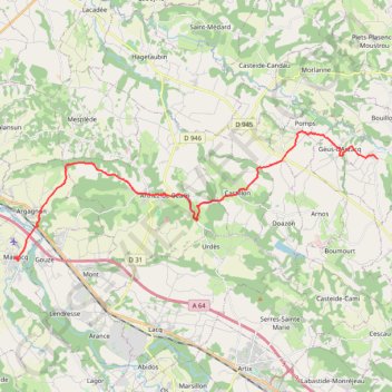 Itinéraire Uzan - Maslacq, distance, dénivelé, altitude, carte, profil, trace GPS