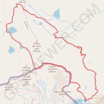 Itinéraire Circuit Pointe de Drône - Cols du Bastillon et des Chevaux, distance, dénivelé, altitude, carte, profil, trace GPS
