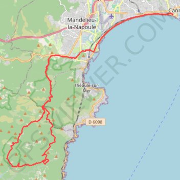 Itinéraire Cannes - Ravin des Lentisques, distance, dénivelé, altitude, carte, profil, trace GPS