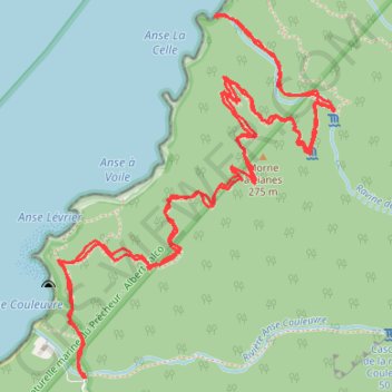 Itinéraire ⛹️ Trace anse couleuvre a l'anse des galets, distance, dénivelé, altitude, carte, profil, trace GPS