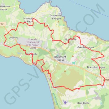 Itinéraire Tour du canton de Beaumont Hague, distance, dénivelé, altitude, carte, profil, trace GPS