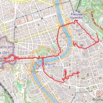 Itinéraire Rome, Vatican, places et fontaines, distance, dénivelé, altitude, carte, profil, trace GPS