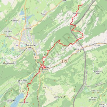 Itinéraire Hauterive-la-Fresse - Montperreux, distance, dénivelé, altitude, carte, profil, trace GPS