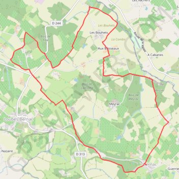 Itinéraire Bernac, randonnée autour du château de Théobon, distance, dénivelé, altitude, carte, profil, trace GPS