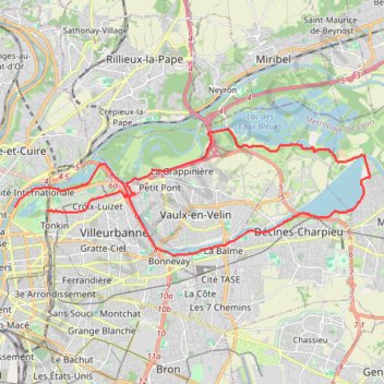 Itinéraire Miribel via le grand large, distance, dénivelé, altitude, carte, profil, trace GPS