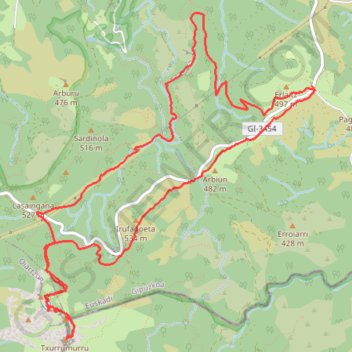 Itinéraire Les Trois Couronnes (pics d’Erroilbide, Txurrumurru et Irumugarrieta), distance, dénivelé, altitude, carte, profil, trace GPS