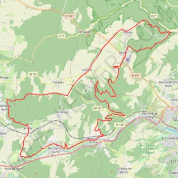 Itinéraire VTT Ouche et Suzon, distance, dénivelé, altitude, carte, profil, trace GPS